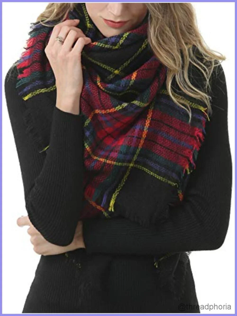 Cozy Warm Winter Fall Blanket Scarf Stylish Soft Chunky Checked Giant Scarves